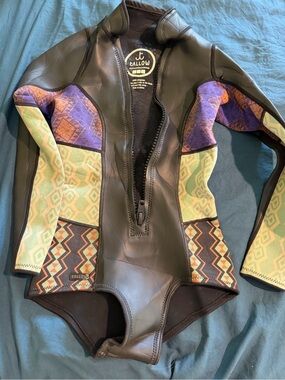 Rare Find- Tallow Neoprene Surf/Wetsuit longsleeve- Black & Aztec Pane